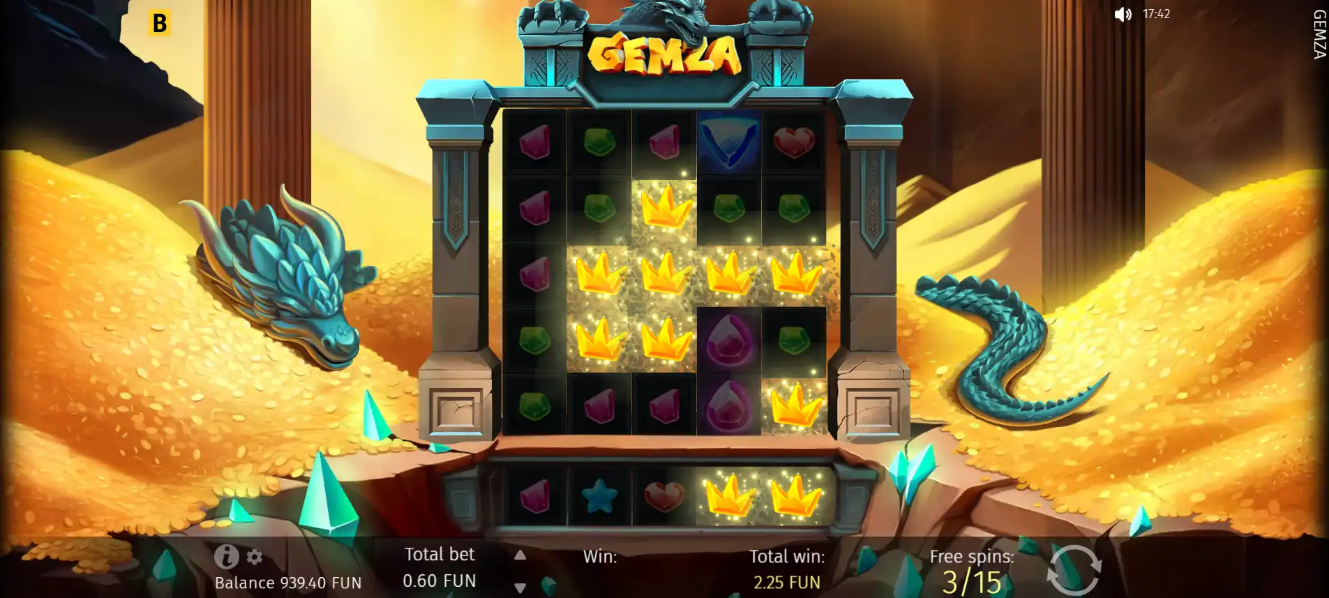 A gameplay image of bGaming's bonus buy slot Gemza