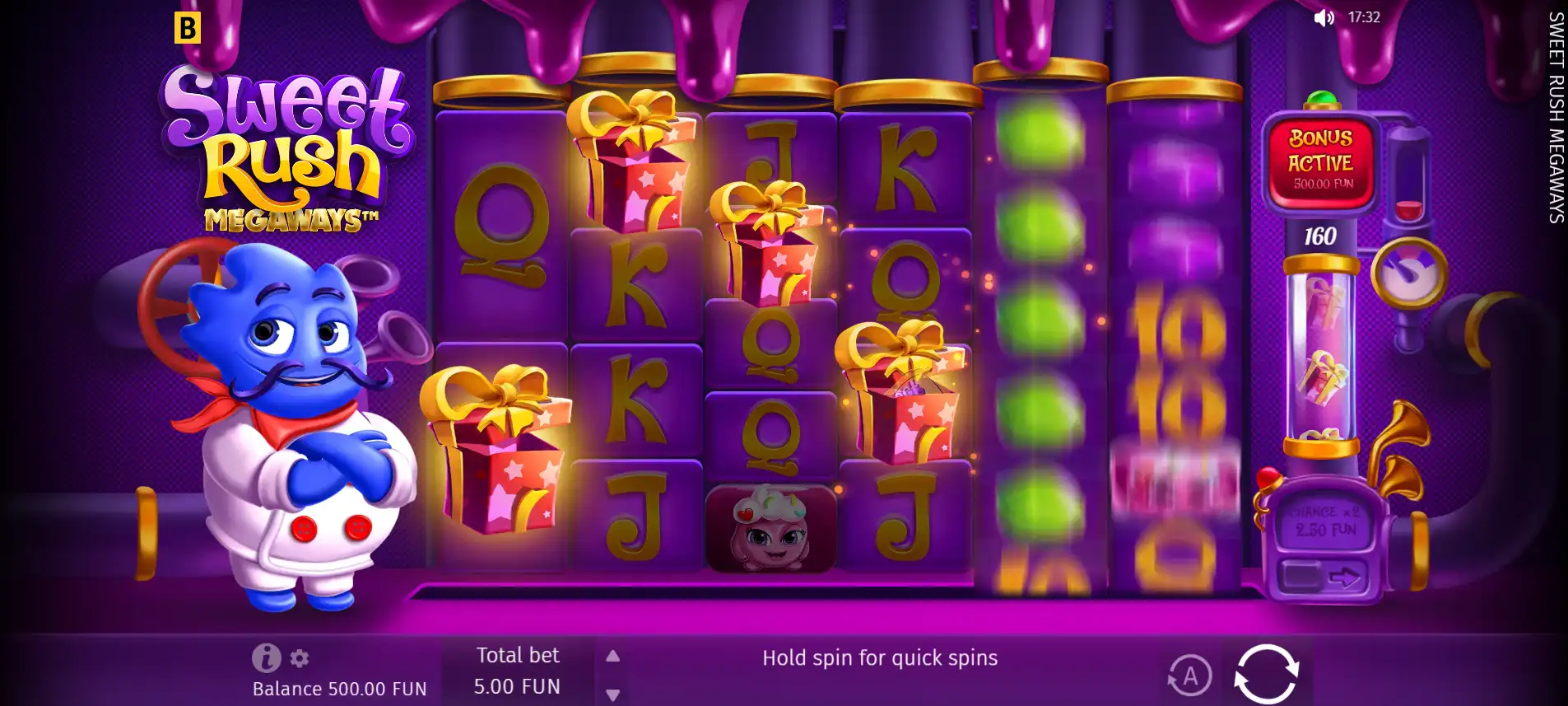 A gameplay image of bGaming's Sweet Rush Megaways